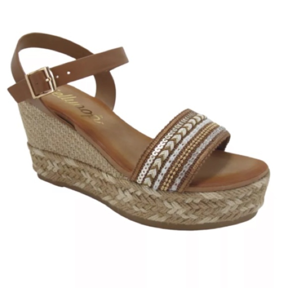 Jellypop Women's Tan Wedge Sandals NWOT Size 9